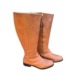 Designer BODEN ‘ALLERCOMBE’ Knee High Tan Leather Boots Women 8.5, UK 39 614684